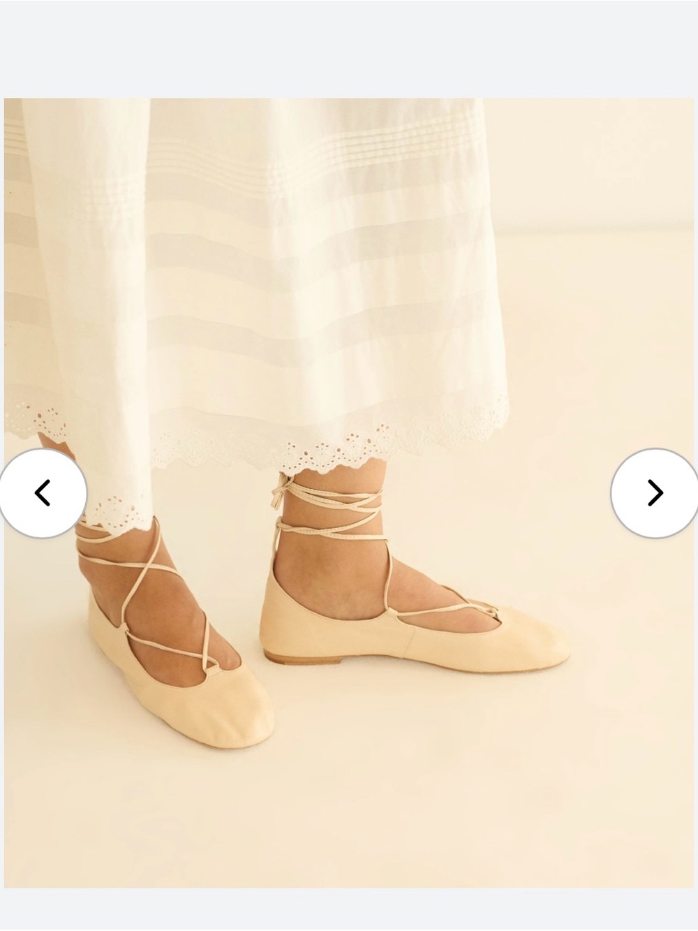 Doen Alora tie flat. Women's Cream Lace-Up Ballet Flats beautiful but #Doen